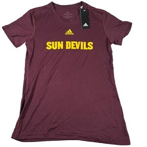 Adidas Womens Size S Red Short Sleeve Shirt Arizona State Sun Devils NCCA NWT